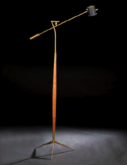 Appraisal: Art Moderne Mahogany and Brass Floor Lamp mid- th century