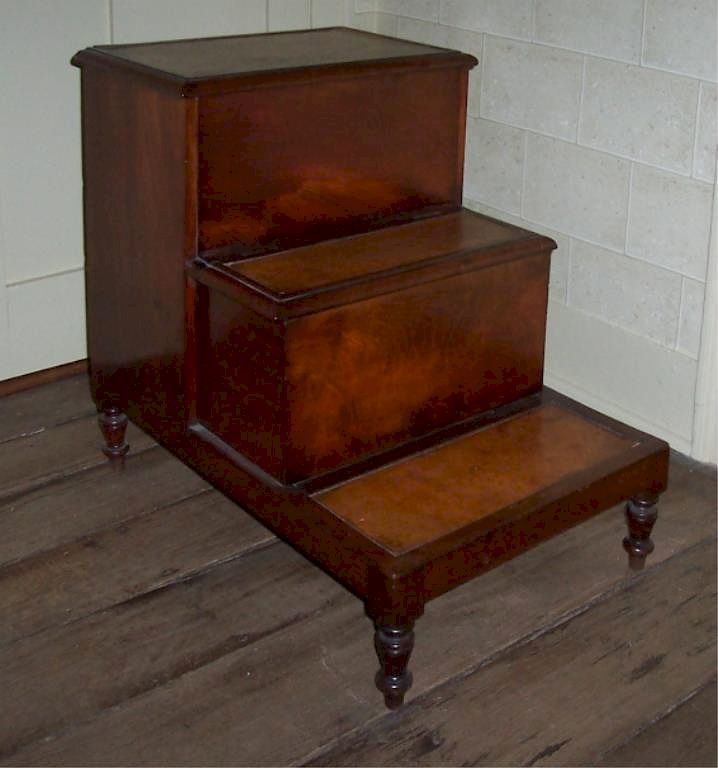 Appraisal: Regency Mahogany Bed Library Steps Set of regency mahogany library