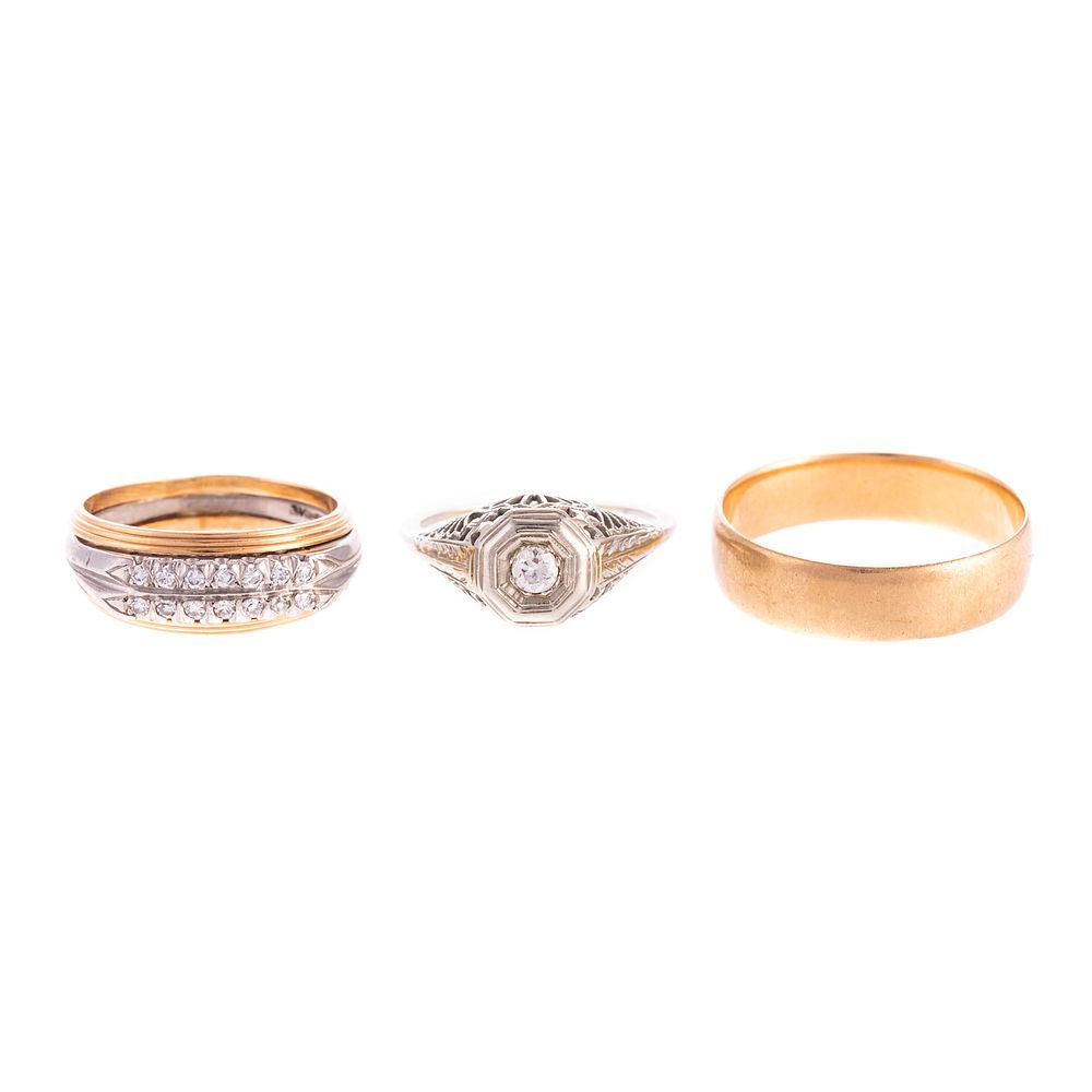 Appraisal: A Trio of Antique Rings in K K Plat K