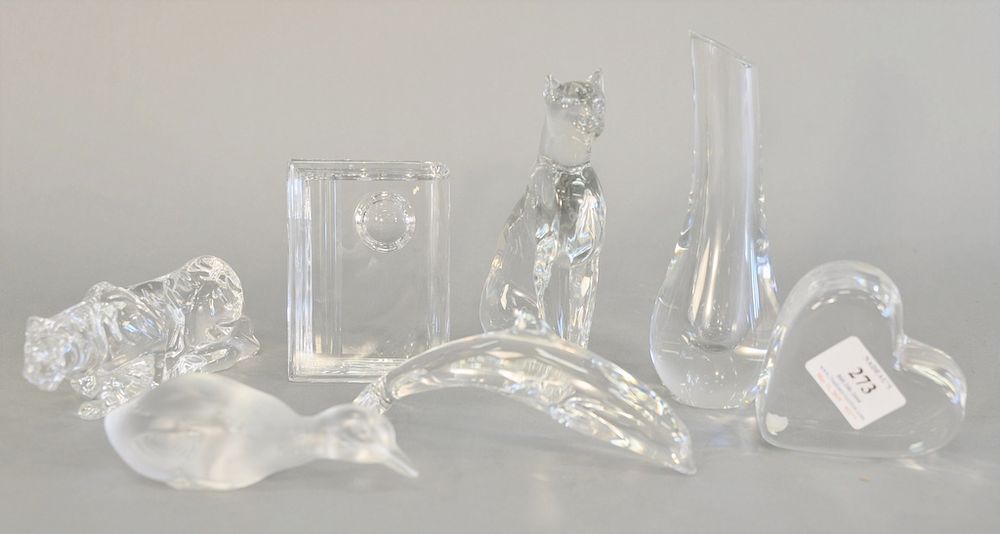 Appraisal: Eight piece Baccarat crystal group to include three paperweights duck