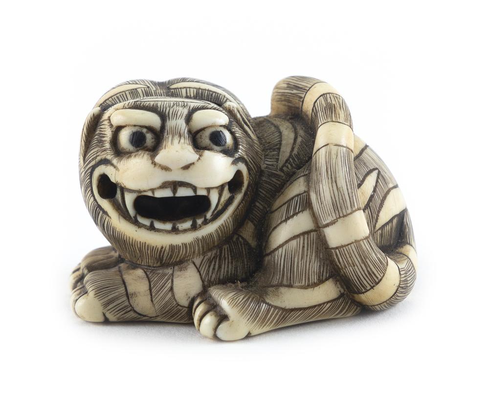 Appraisal: JAPANESE CARVED IVORY NETSUKE LATE TH EARLY TH CENTURY LENGTH