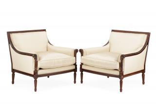 Appraisal: Pair of Nancy Corzine Rateau Bergere Chairs A matched pair