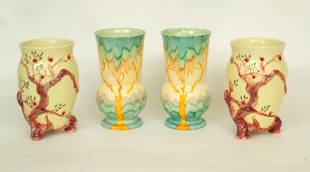 Appraisal: CLARICE CLIFF FOR WILKINSONS PAIR OF VASES FROM THE MY