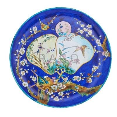 Appraisal: MINTON MAJOLICA PLAQUE Asian motif with birds and flowers Stamped