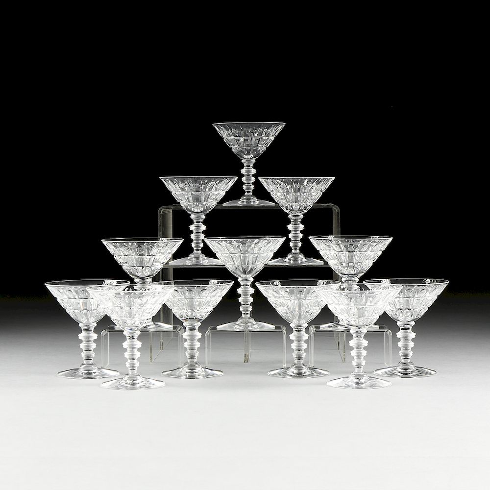 Appraisal: A SET OF TWELVE HAWKES CUT GLASS CHAMPAGNE COUPE STEMWARE