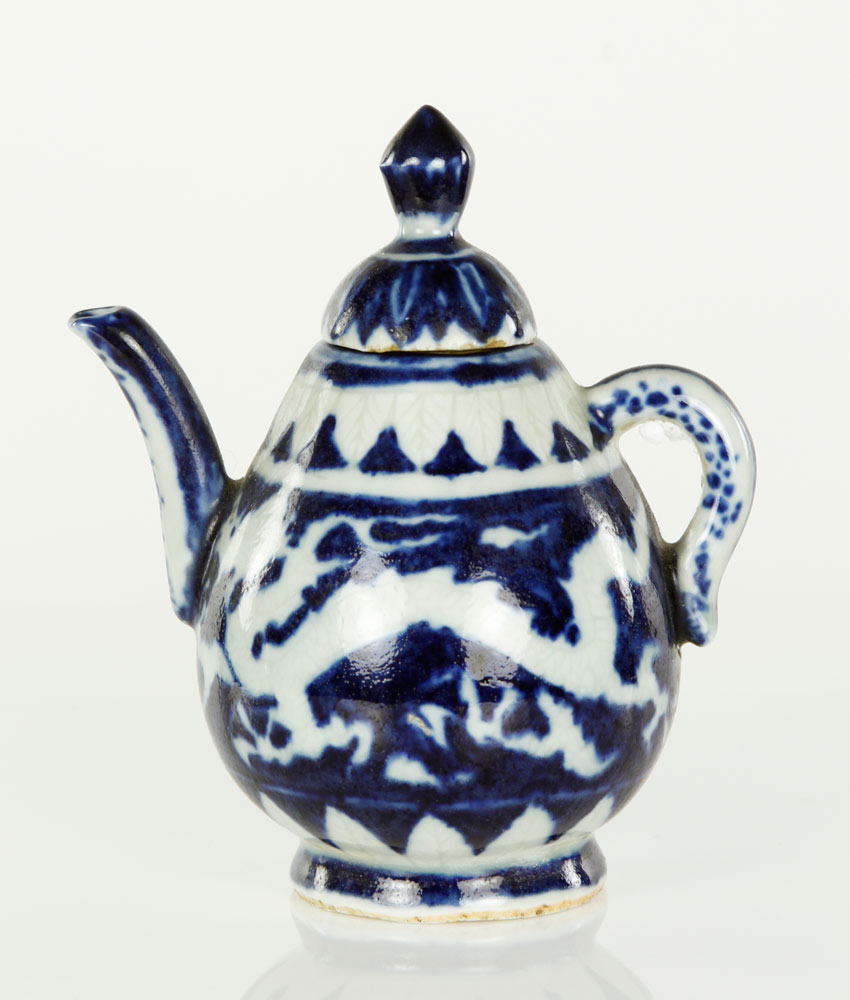 Appraisal: - Chinese Blue and White Miniture Tea Pot Blue and