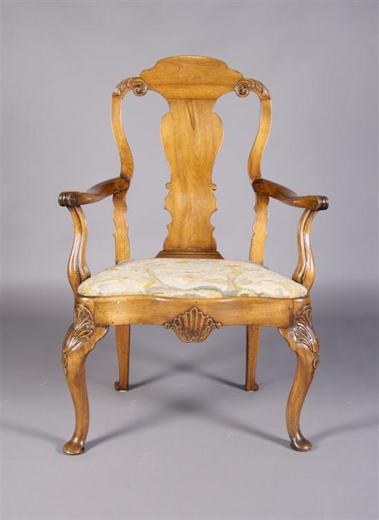 Appraisal: A Queen Anne Mahogany Armchair Height inches