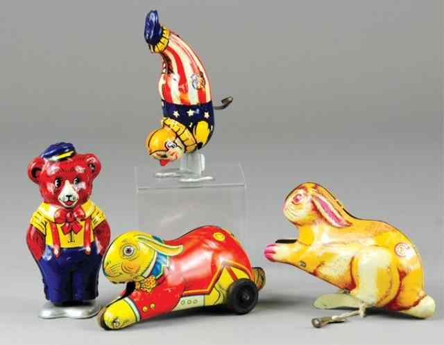 Appraisal: GROUPING OF CHEIN TOYS Lithographed tin includes jumping rabbit with