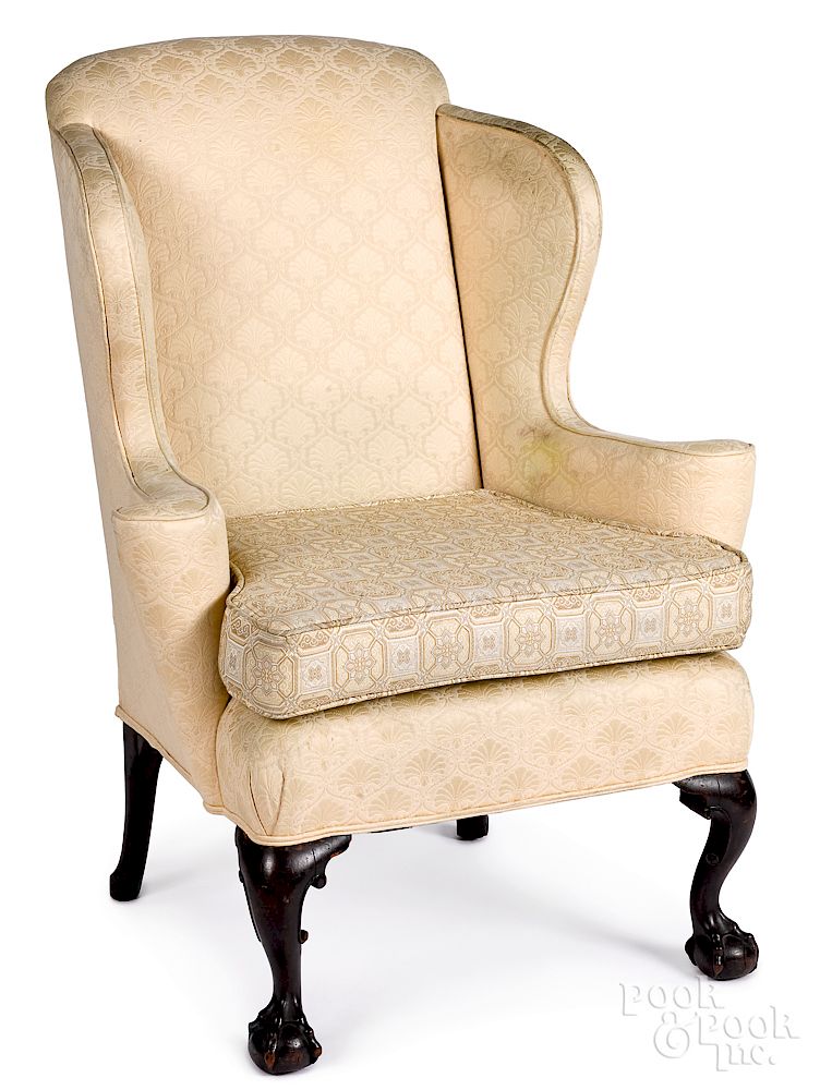 Appraisal: George III mahogany wing chair ca George III mahogany easy