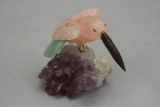 Appraisal: Carved Bird on Rock Crystal Base Carved Bird on Rock