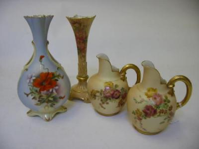 Appraisal: A PAIR OF ROYAL WORCESTER BLUSH IVORY ICE JUGS dated