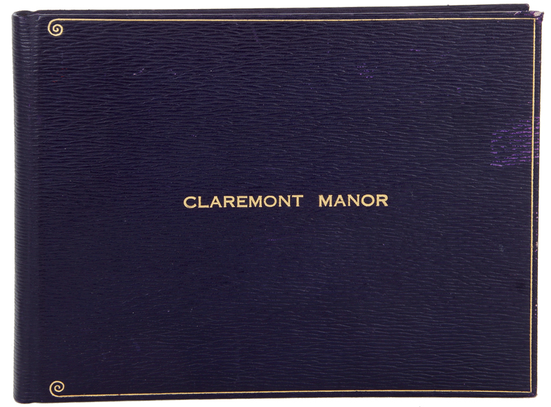 Appraisal: Claremont Manor leatherbound guest book dated - rich blue leather