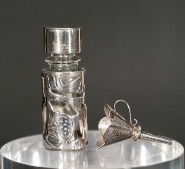 Appraisal: Harrod's Sterling Perfume Bottle and Funnel Hallmarked to each H