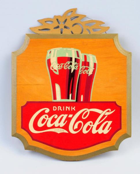 Appraisal: 's Coca - Cola Metal and Wooden Sign The top