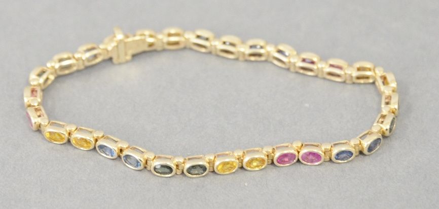 Appraisal: Karat Ladies Bracelet having colored stones grams Karat Ladies Bracelet