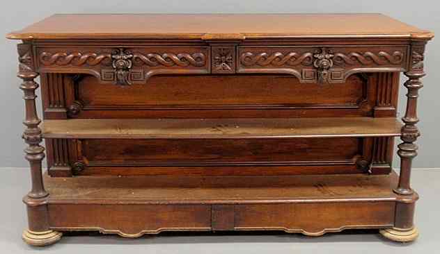 Appraisal: Philadelphia Renaissance Revival walnut side server c with a rectangular