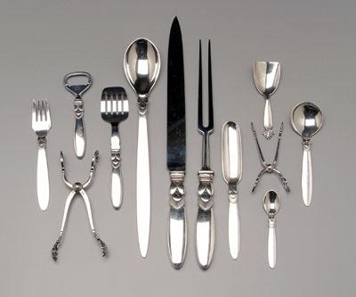 Appraisal: Georg Jensen sterling flatware pieces Cactus pattern with Acanthus sugar