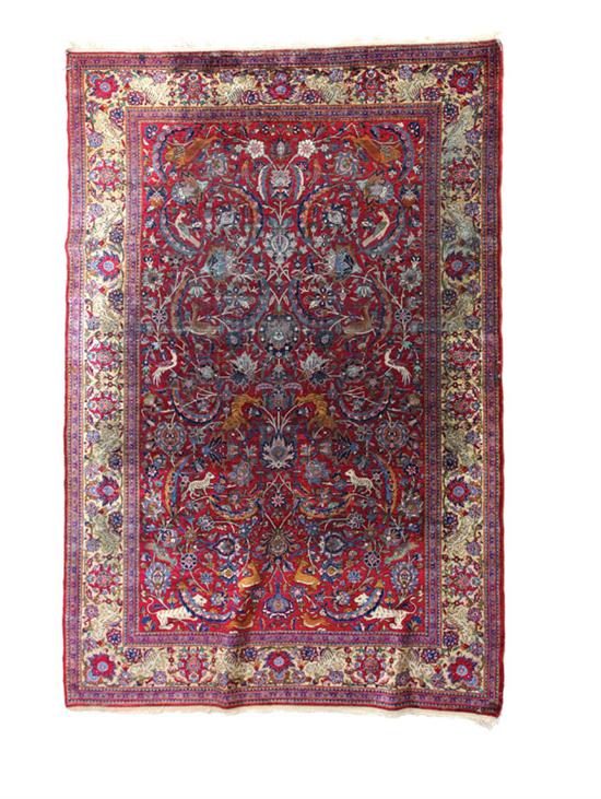 Appraisal: ORIENTAL RUG Persian st quarter- th century Silk Kashan Red