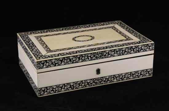 Appraisal: A mid th century Vizagapatam ivory box ins Estimate -