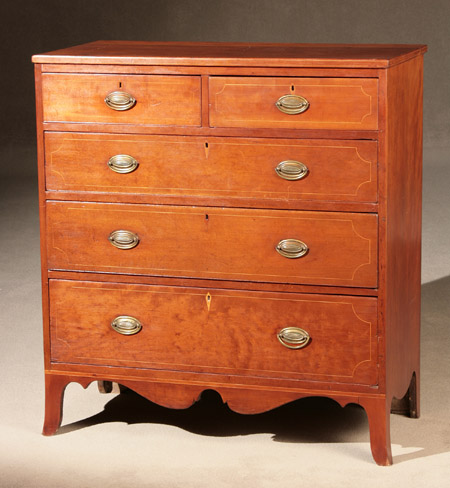 Appraisal: Federal Satinwood Inlaid Cherry Chest of Drawers Probably Pennsylvania Circa