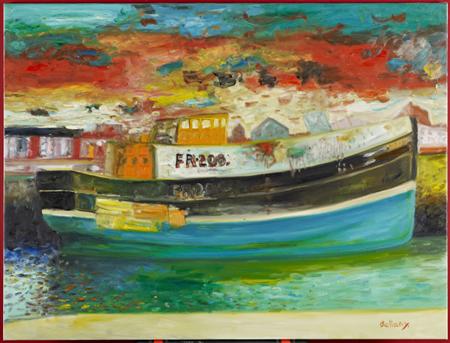 Appraisal: JOHN BELLANY SCOTTISH B FRASERBURGH TRAWLER Signed oil on canvas