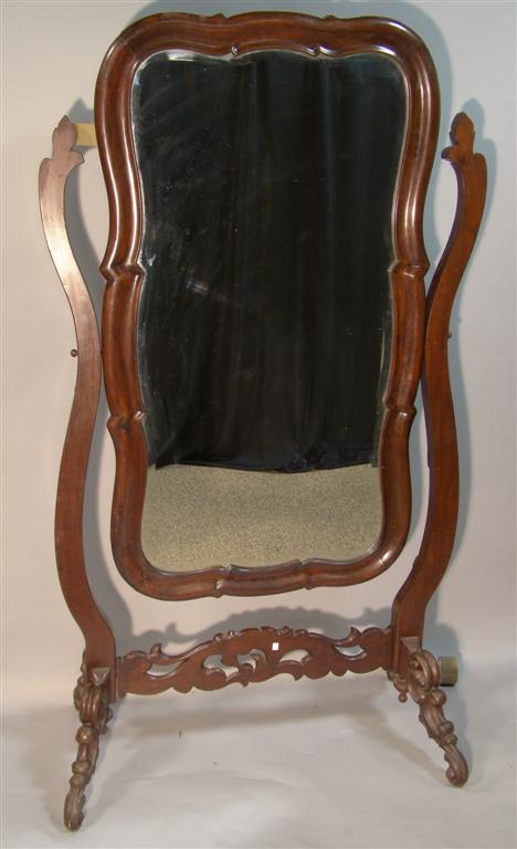 Appraisal: SRI LANKAN COLONIAL HARDWOOD CHEVAL MIRROR ON STAND the rectangular