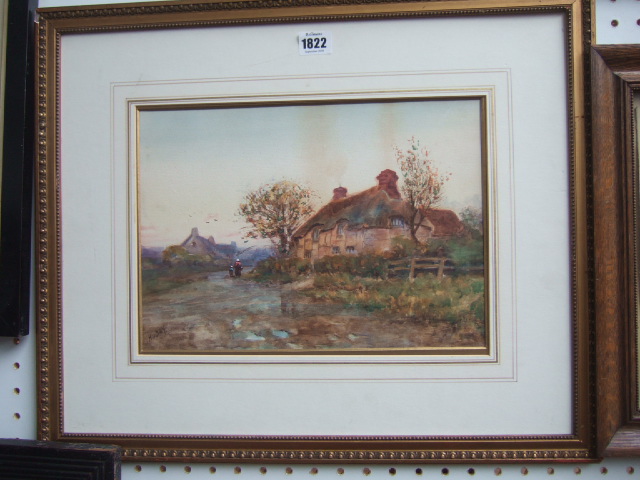 Appraisal: H Day late th century Cottage scene watercolour signed cm