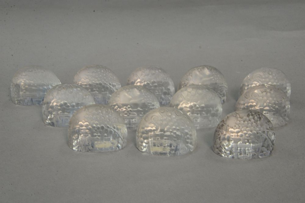 Appraisal: Twelve Lalique Panier De Fruits Place Cards or Menu Holders