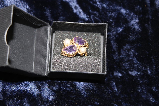 Appraisal: A CT GOLD AMETHYST AND PEARL SET RING together with