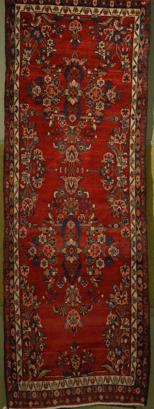 Appraisal: ORIENTAL RUG HAMADAN RUNNER ' x ' Two large medallions