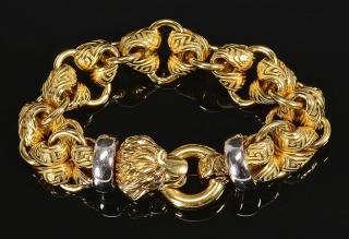 Appraisal: K Gold Italian Bracelet w Lions Head k yellow and