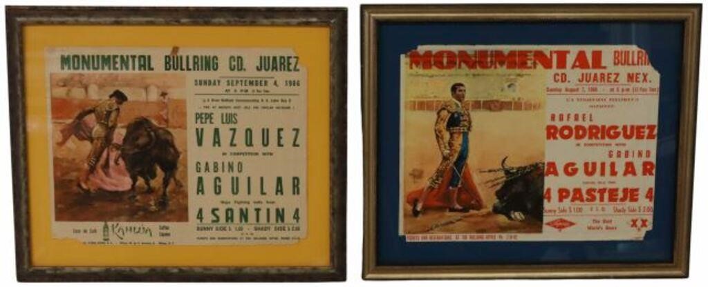 Appraisal: lot of Framed bull fighting posters Mexico c with images