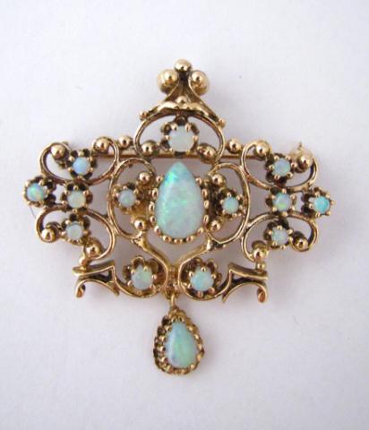 Appraisal: K yellow gold opal lavaliere pin pendant