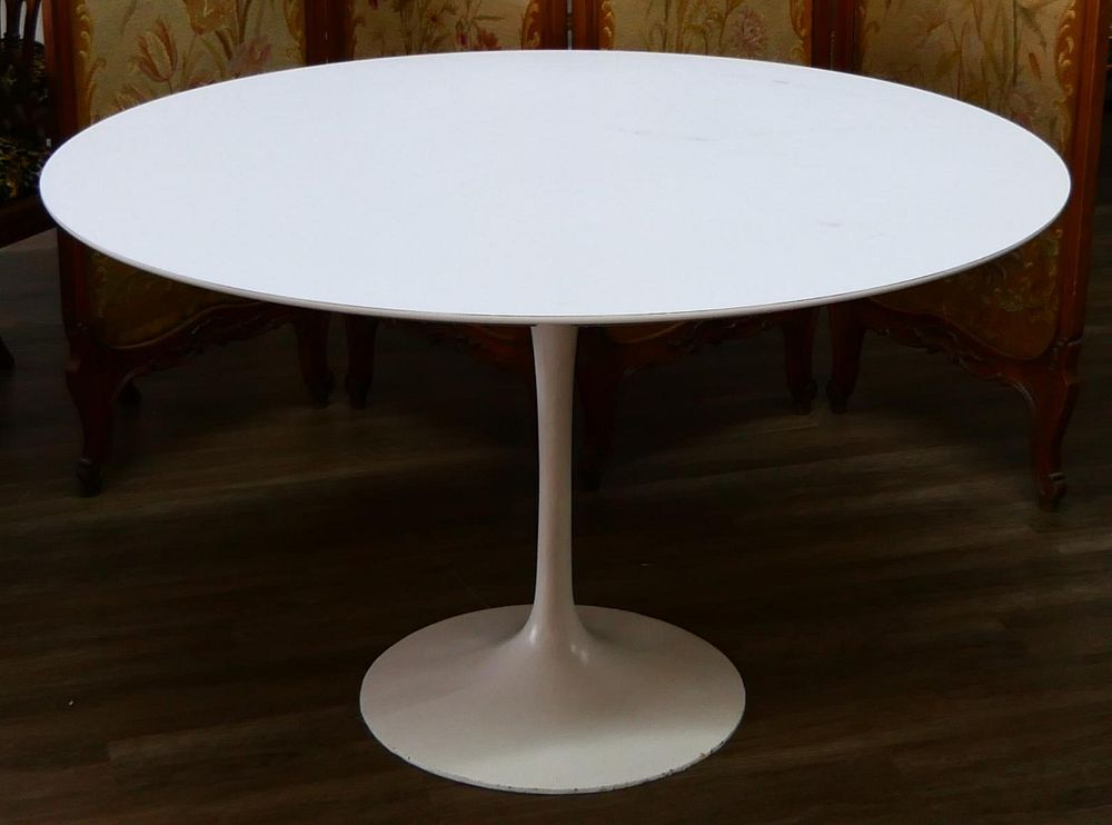 Appraisal: KNOLL WHITE WOOD METAL MODERNIST ROUND TABLE A Knoll International