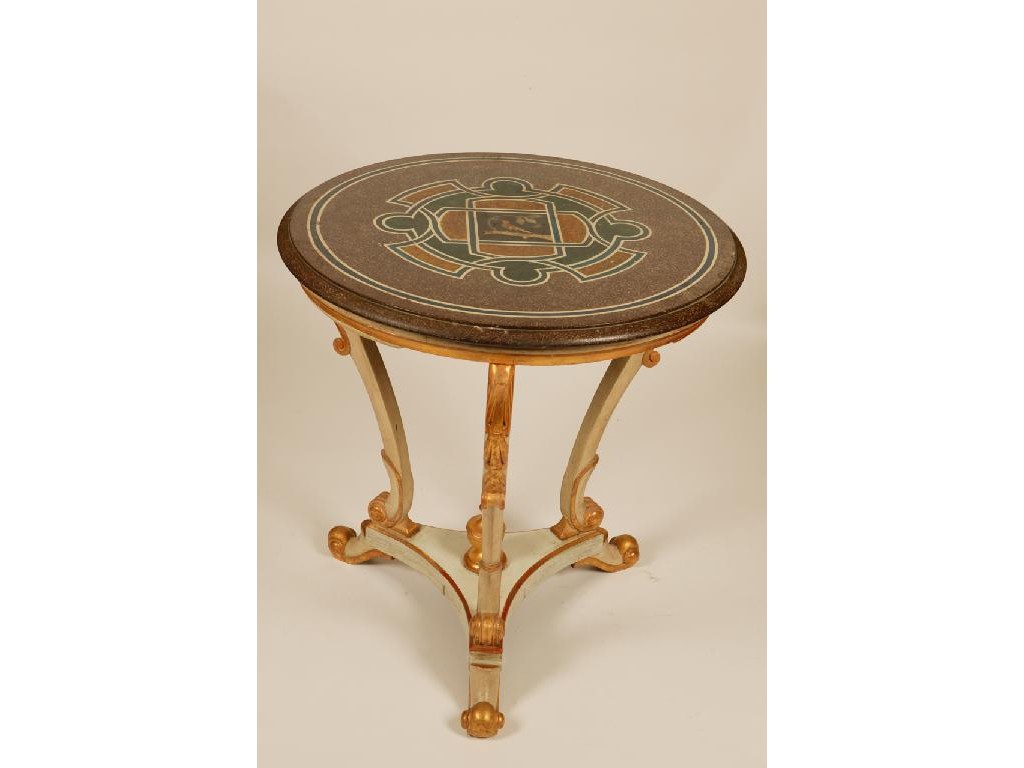 Appraisal: A WILLIAM IV STYLE CREAM AND PARCEL GILT TABLE with