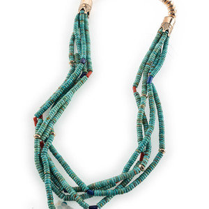 Appraisal: K Gold Multi-strand Necklace with Turquoise Lapis and Coral ca