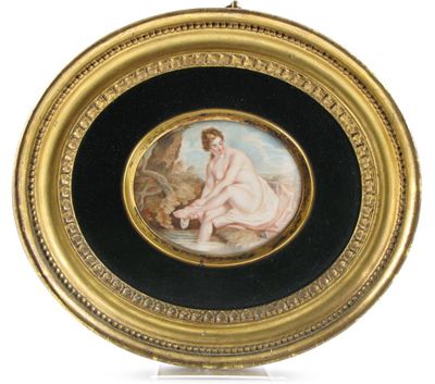 Appraisal: After Francois Boucher Nymph bathing Oval x cm x in