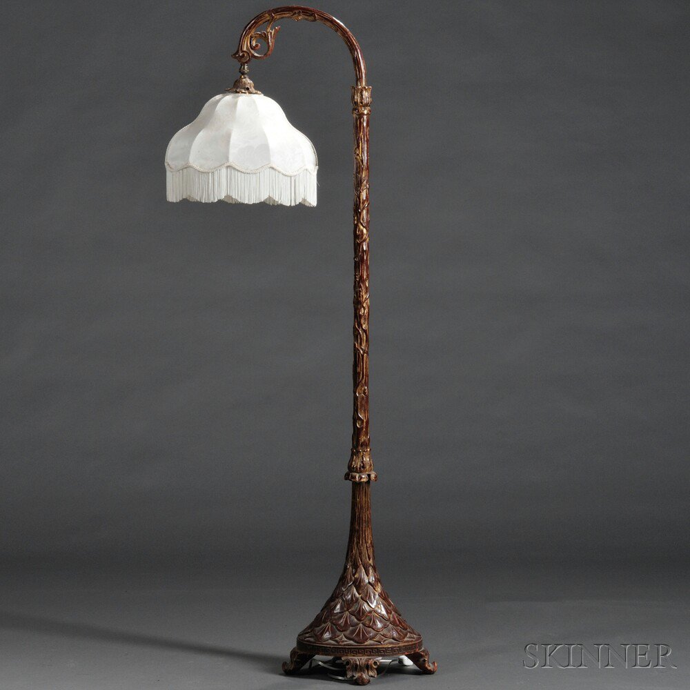 Appraisal: Asian Export Carved Giltwood Floor Lamp - s the arched