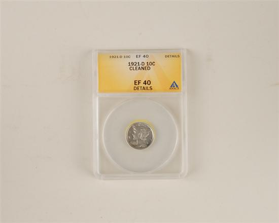 Appraisal: -D Mercury Dime ANACS certified EF Details cleaned