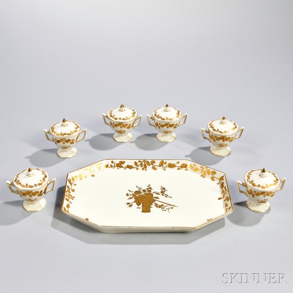 Appraisal: Wedgwood Queen's Ware Seven-piece Custard Set England late th century