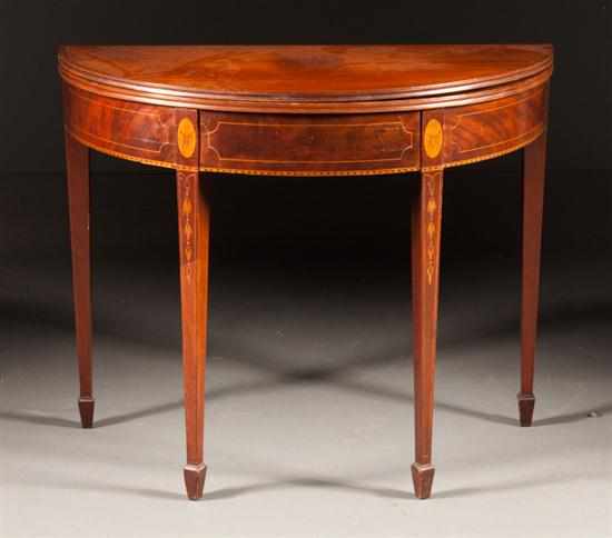 Appraisal: Federal inlaid mahogany flip-top games table Baltimore circa with eagle