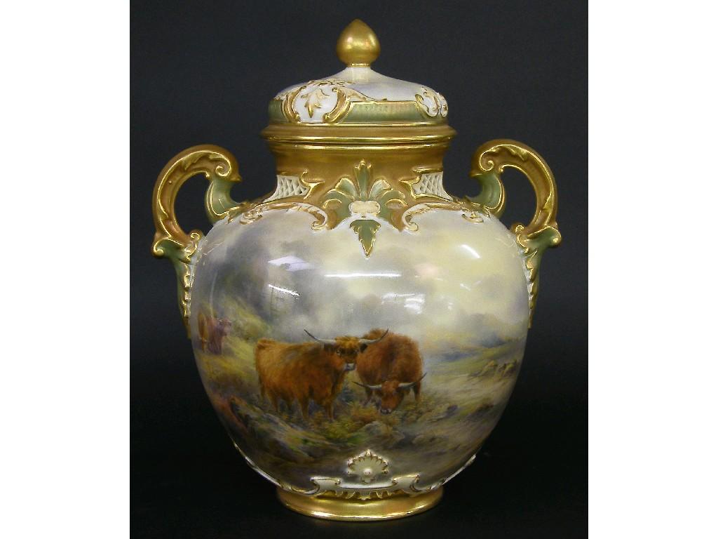 Appraisal: Fine Royal Worcester twin handled pot pourri vase and cover