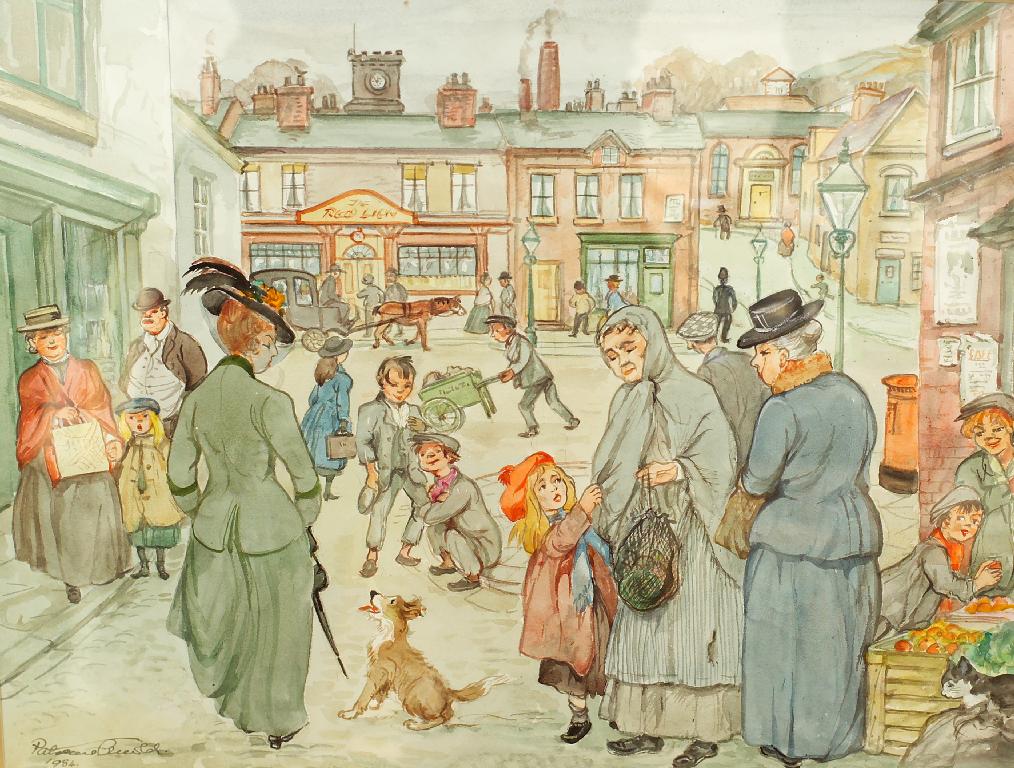 Appraisal: PATIENCE ARNOLD - EDWARDIAN STREET SCENE watercolour signed lower left