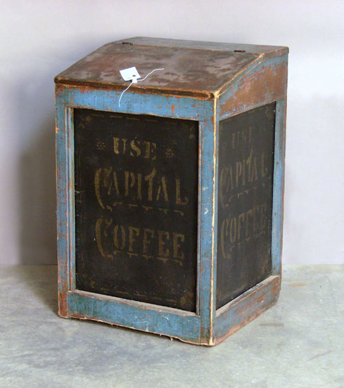 Appraisal: Painted coffee bin th c h w