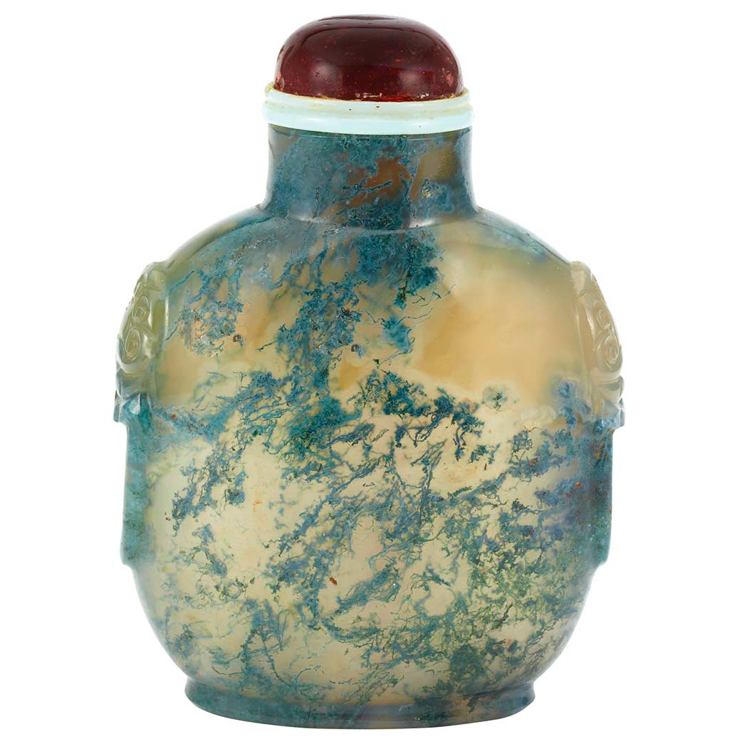 Appraisal: Chinese Dendritic Moss Agate Snuff Bottle th Century Of well