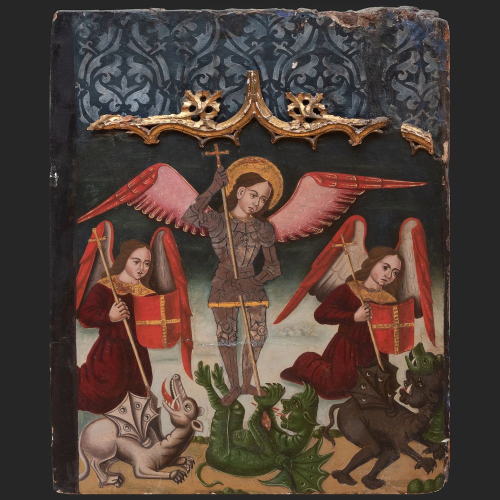 Appraisal: Italian School St George And The Dragon with Two Angels