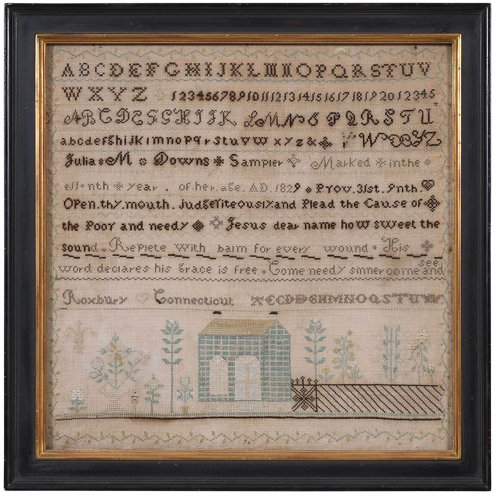 Appraisal: Roxbury Connecticut House and Verse Sampler dated with multiple lines