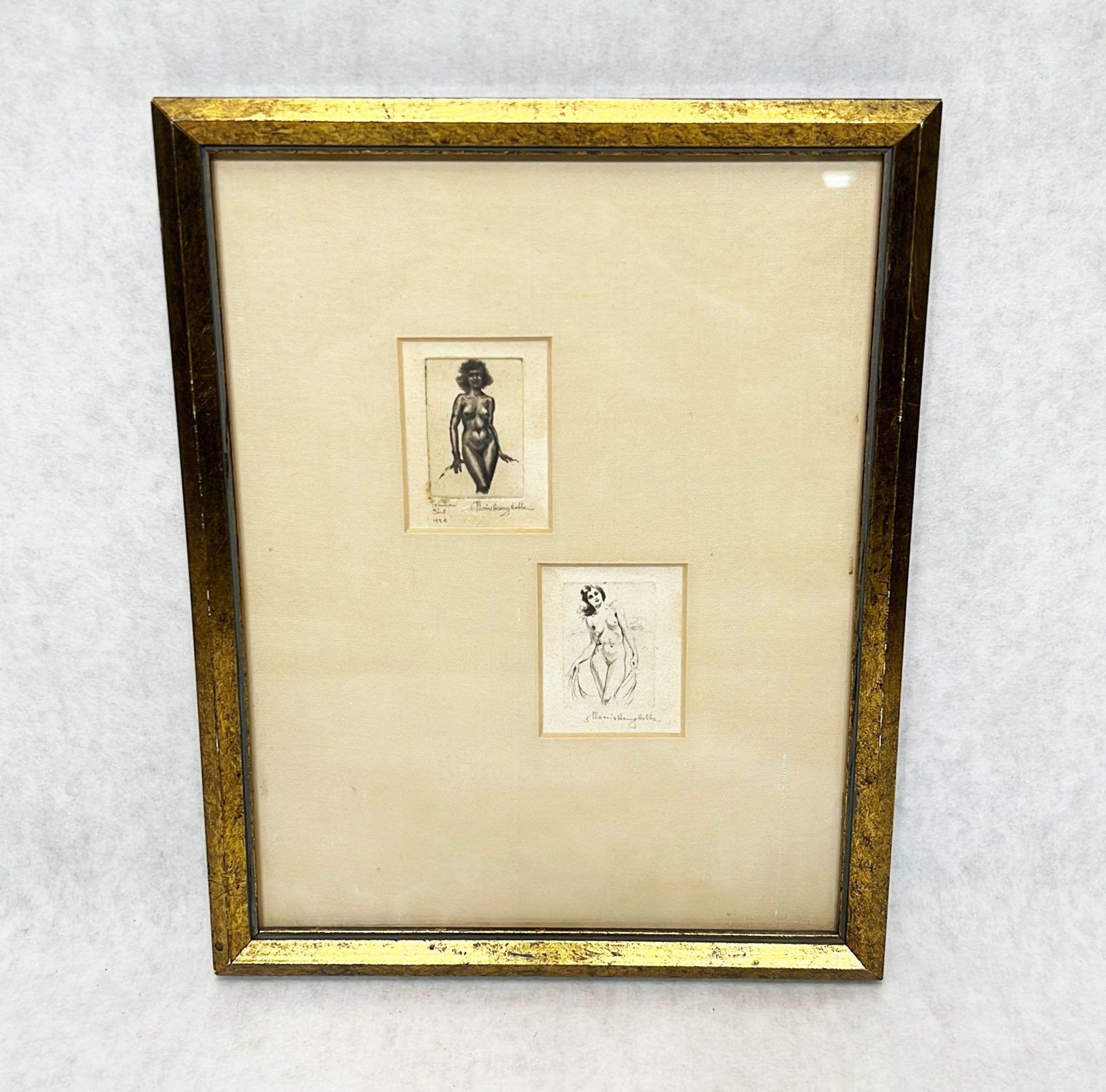 Appraisal: Morris Henry Hobbs pencil signed etchings of nudesEarly to mid