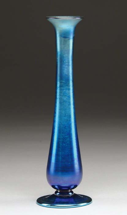 Appraisal: SIGNED TIFFANY VASE Elongated bud vase with bulbous base tapering