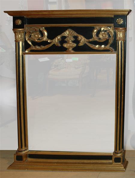 Appraisal: Neoclassical Style Parcel Gilt and Black Painted Mirror Estimate nbsp